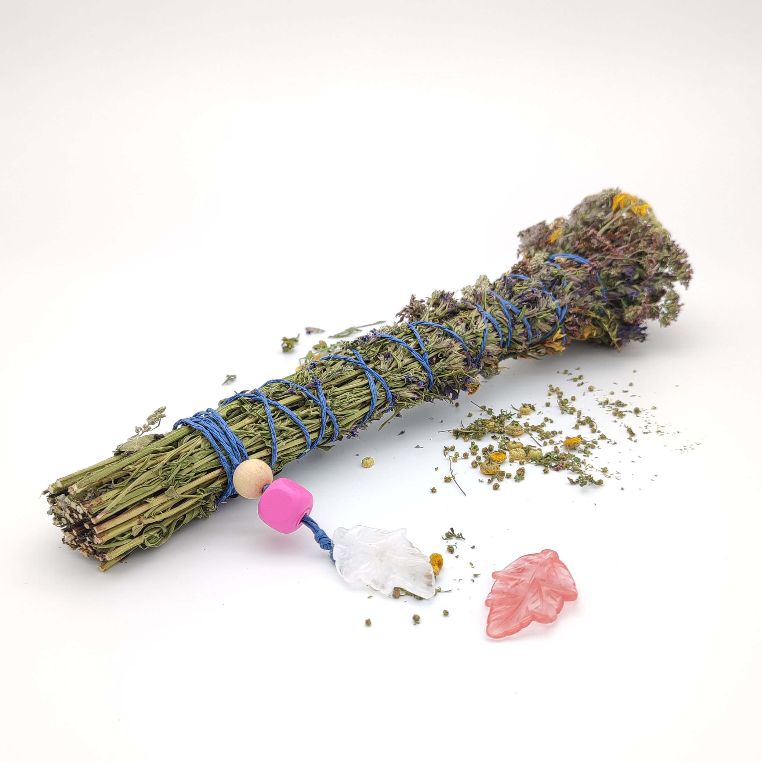 Vykuřovací svazek sedm bylin s ochranným lístkem - olivový jadeit